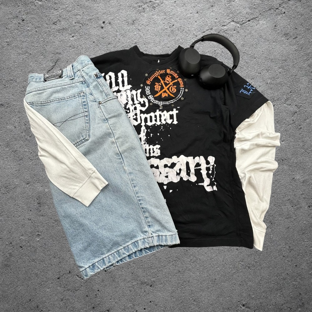 Blac Label Slaughter House Gang‎ Graphic T-Shirt L Black Y2K Grunge Studded